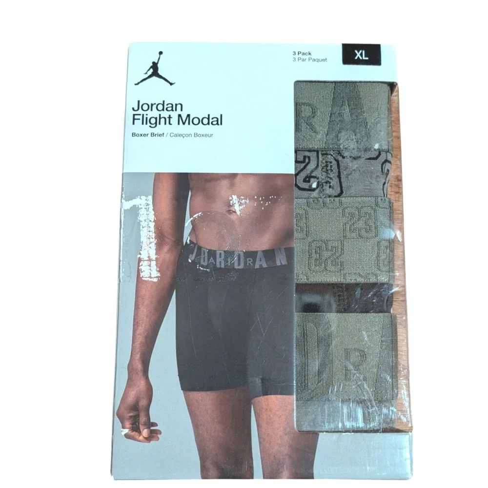 Jordan Flight Modal Boxer Briefs 3 Pack Mens XL Olive Charcoal JM0691-E6F New